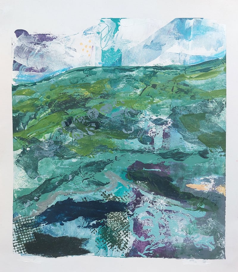 Flowscape 1 by Karen Osborne  Image: One of a series of mini landscapes for my Flow collection. Mixed media and acrylic on paper. 