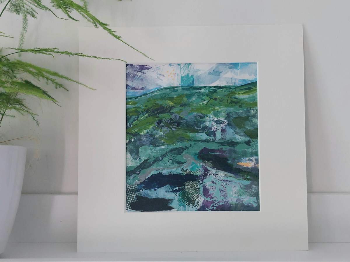 Flowscape 1 by KJOsborne Artist  Image: One of a series of mini landscapes for my Flow collection. Mixed media and acrylic on paper. 