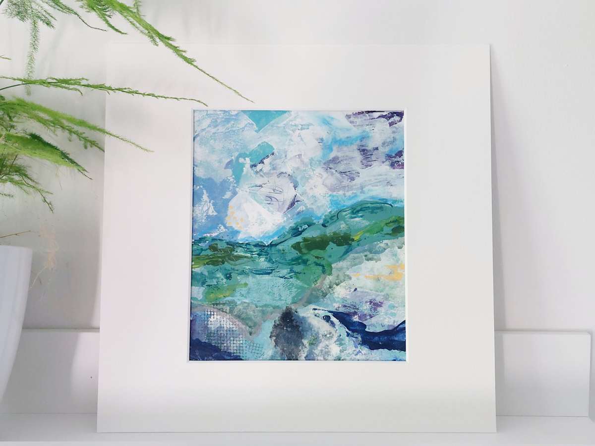 Flowscape 6 by KJOsborne Artist  Image: One of a series of mini landscapes for my Flow collection. Mixed media and acrylic on paper. 