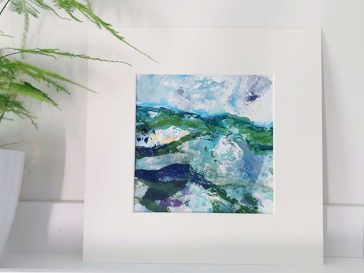 Flowscape 3 by KJOsborne Artist  Image: One of a series of mini landscapes for my Flow collection. Mixed media and acrylic on paper.