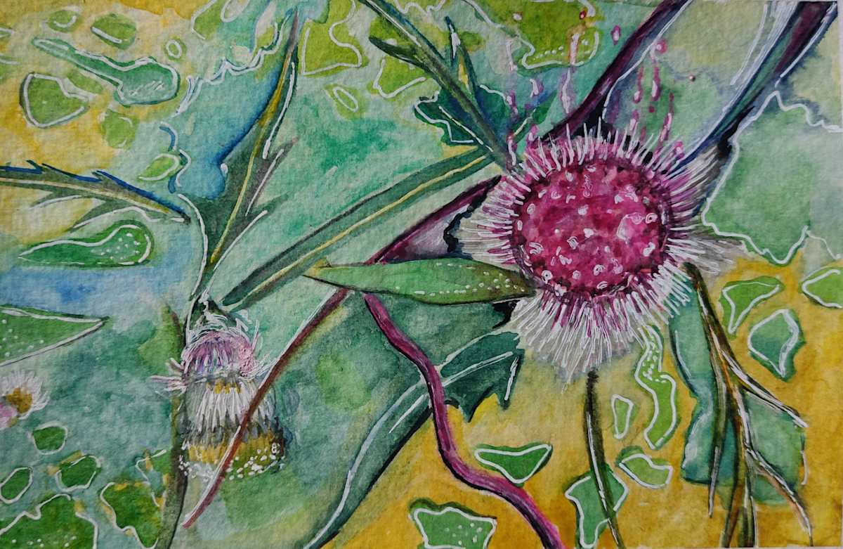 Summer Floral 7 by KJOsborne Artist  Image: Watercolour of purple exotic flower