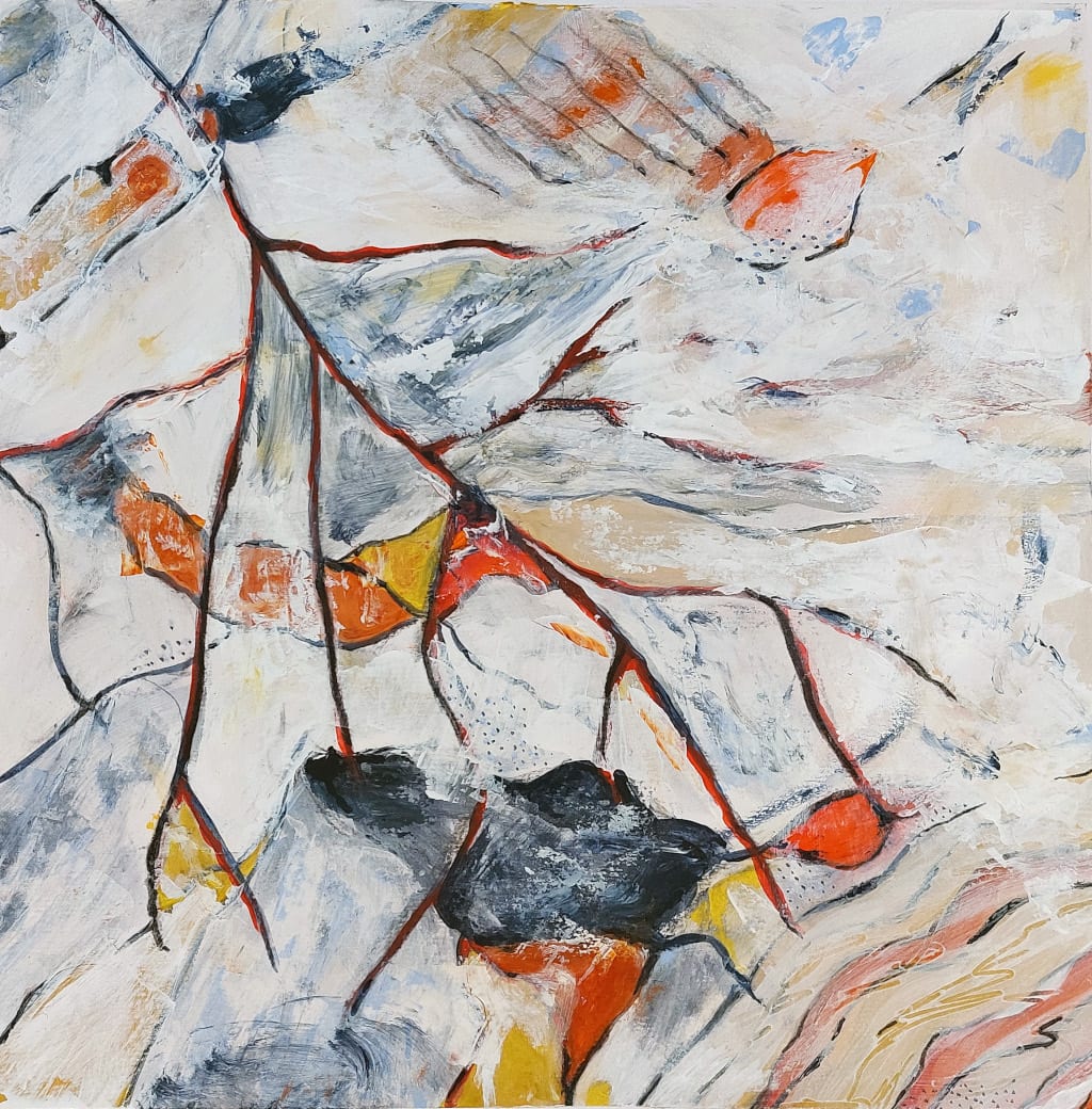 Merge to gold - Merge 3 by KJOsborne Artist  Image: Abstracted twigs inspired by the beauty of the hidden patterns that repeat through nature