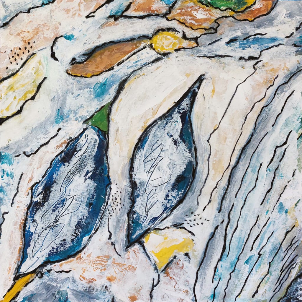 Merge to fallen leaves - Merge 4 by KJOsborne Artist  Image: Abstracted nature inspired by the beauty of the hidden patterns that repeat through nature