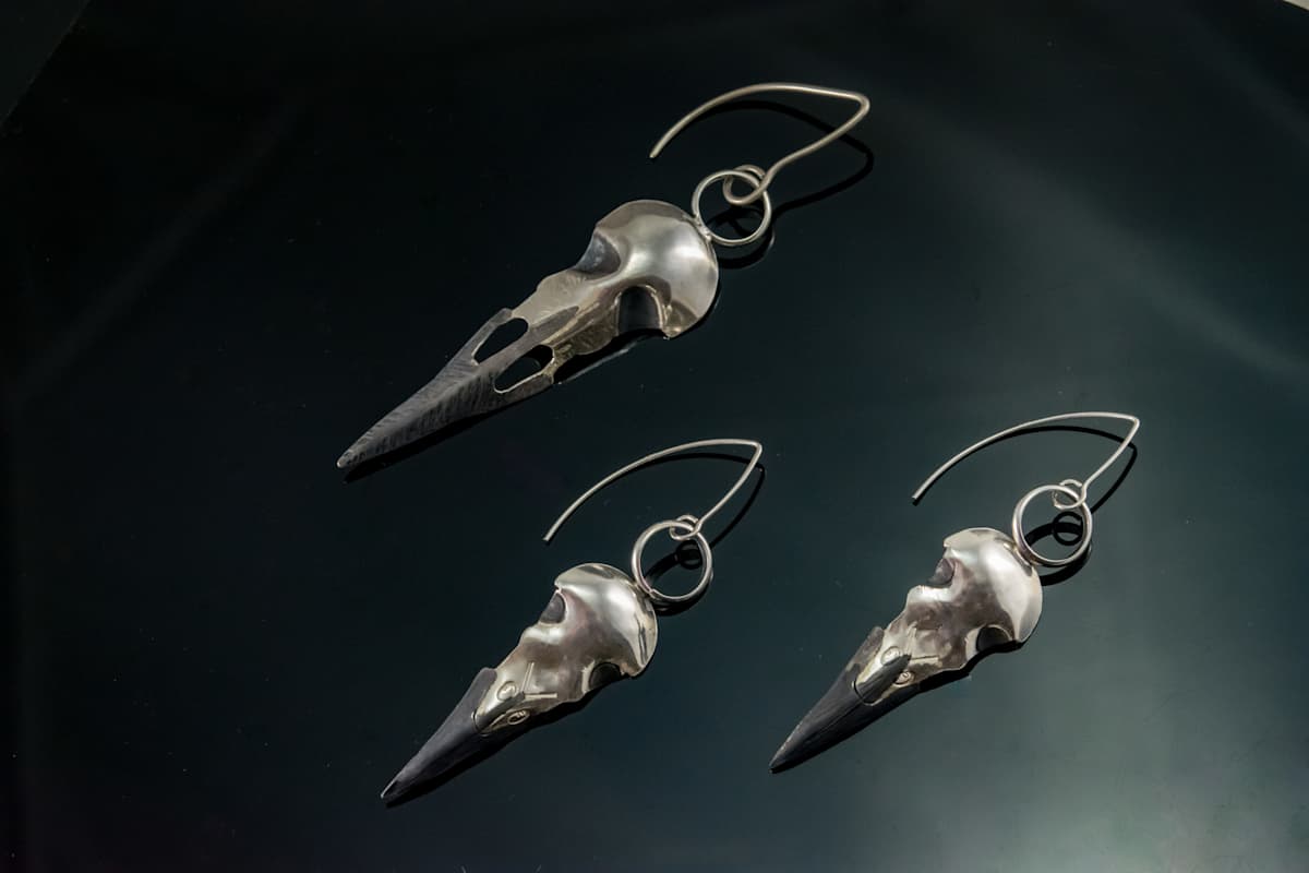 Crow Skull Earrings by Aimee Mattila, Image 1.