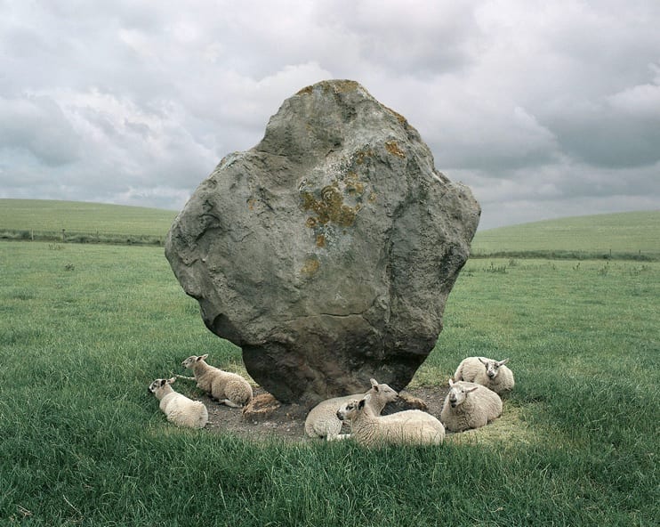 Sheep and Standing Stone, Avebury, England by Barry W. Anderson (American, born 1945) 