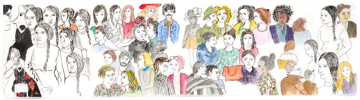 1085-1 Drawing of Marina Abramovic "The Artist Is Present" by Rumiko "Rumi"  Tsuda Estate, Image 1.