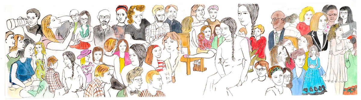 1085-2 Drawing of Marina Abramovic "The Artist Is Present" - by Rumi Tsuda Estate  Image: Drawings by Rumi Tsuda while attending Marina Abramovic's "The Artist Is Present" performance at MoMA 2010