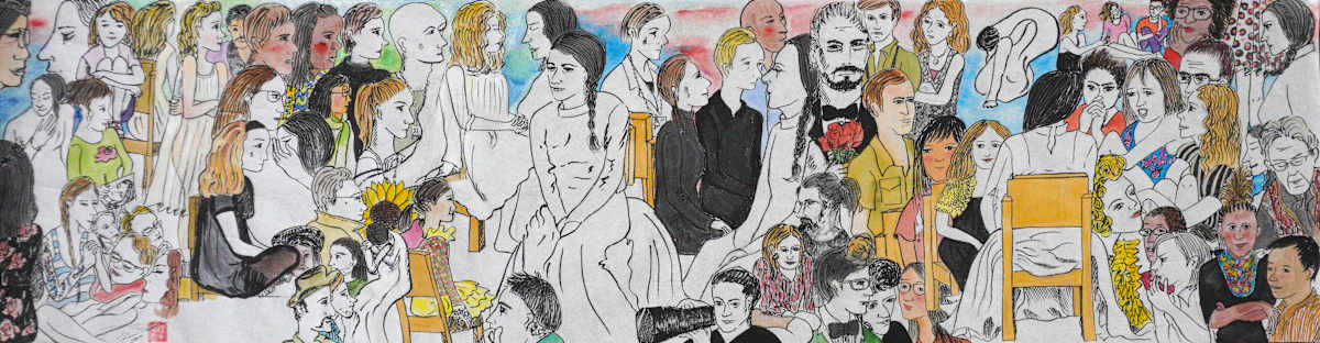 1085-7 Drawing of Marina Abramovic "The Artist Is Present" by Rumiko "Rumi"  Tsuda Estate, Image 1.