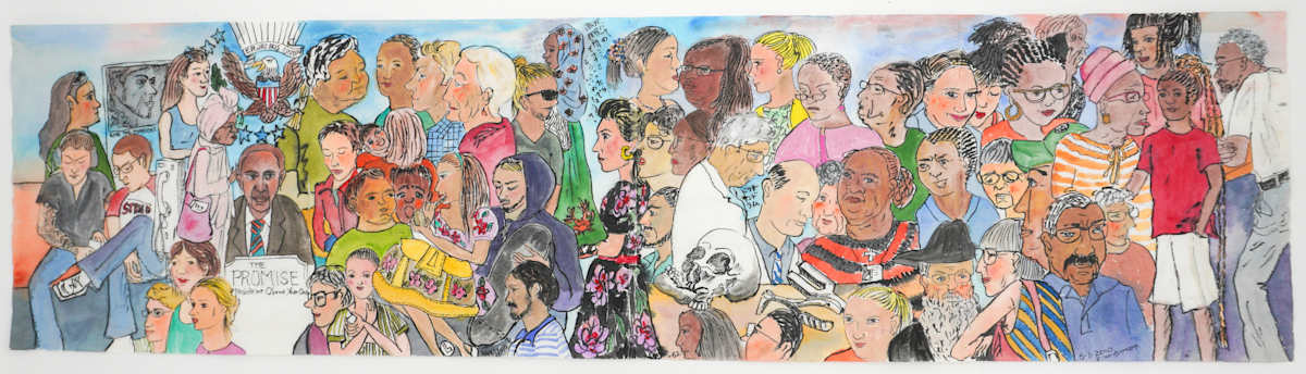 1088 - President Obama & NYC Museum Visitors by Rumiko "Rumi"  Tsuda Estate, Image 1.