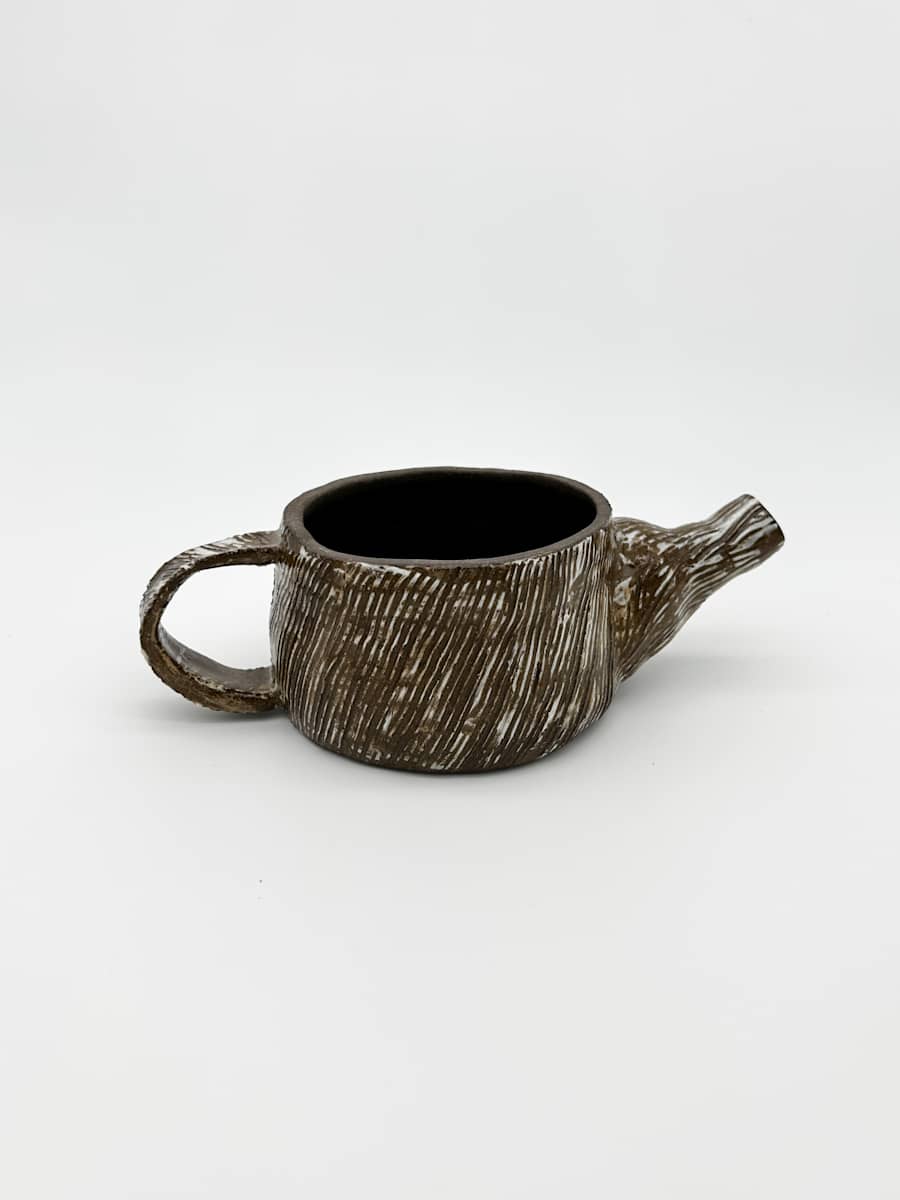 Rake Teapot | Brown ( No Top) by Rumiko "Rumi"  Tsuda Estate, Image 2.