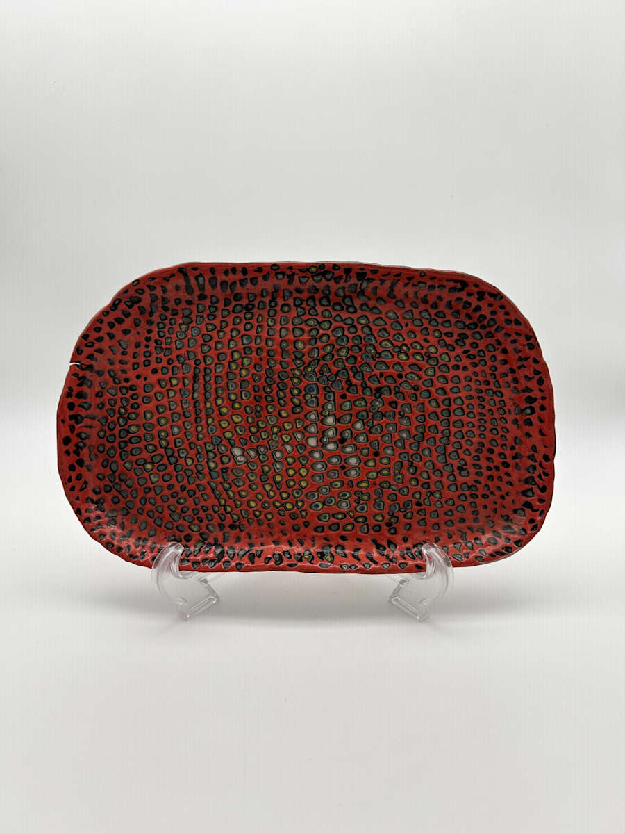 Plate, Engobe Layers with Kamakurabori by Rumiko "Rumi"  Tsuda Estate, Image 3.