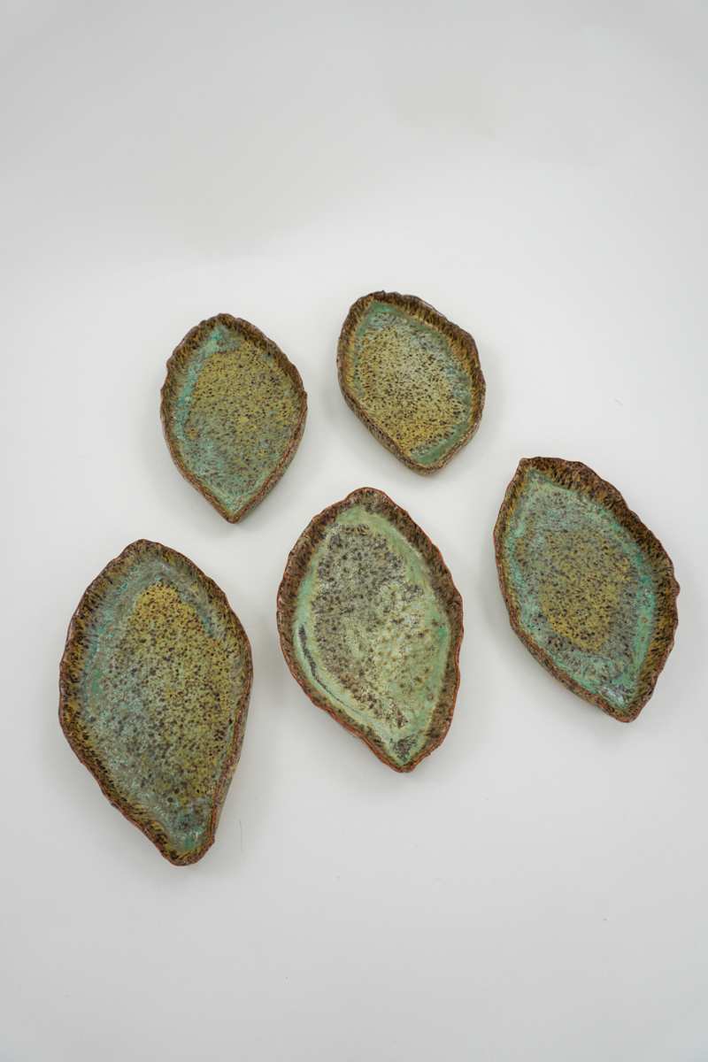 Small Leaf Plates (Qty 5) by Rumiko "Rumi"  Tsuda Estate, Image 2.