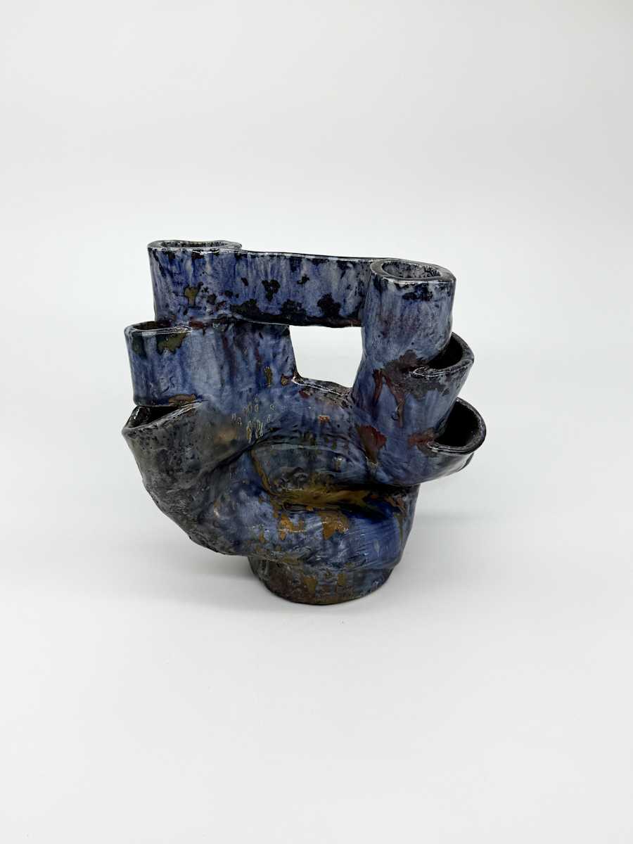 Blue Vase bamboo shaped by Rumiko "Rumi"  Tsuda Estate, Image 1.