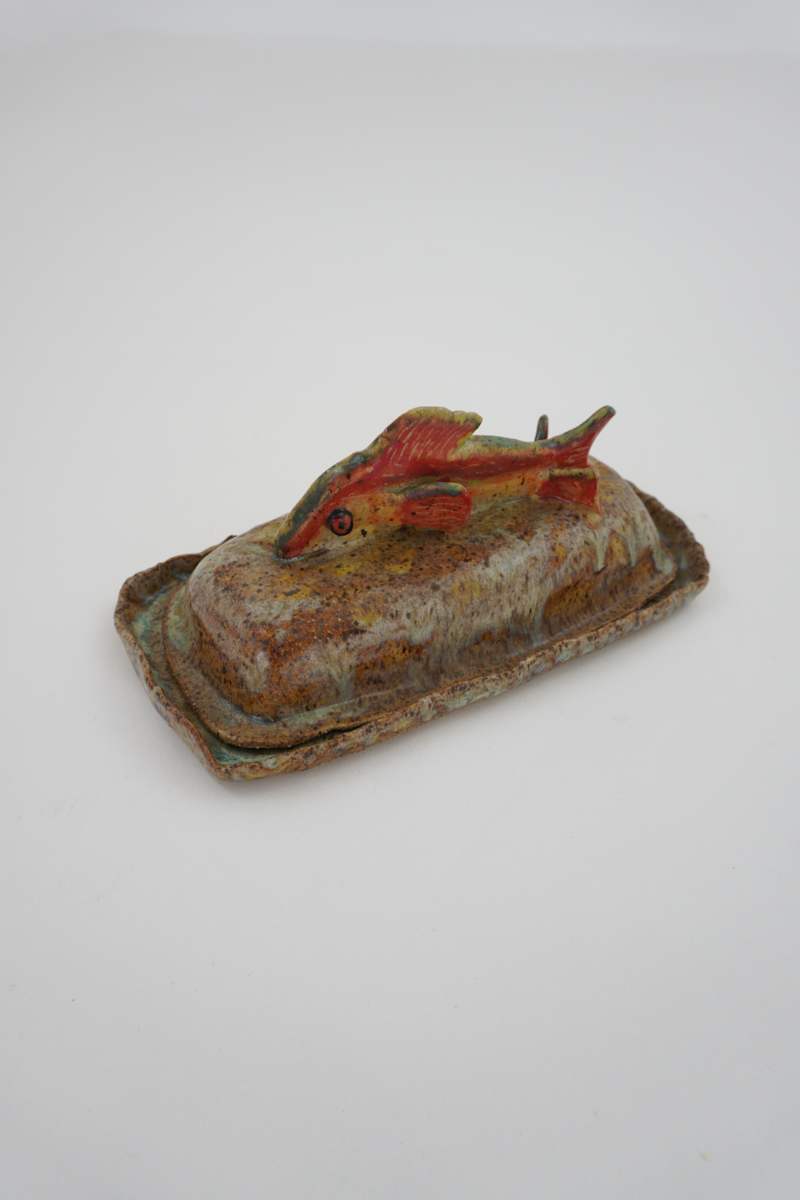 Red Fish Butter Dish by Rumiko "Rumi"  Tsuda Estate, Image 2.