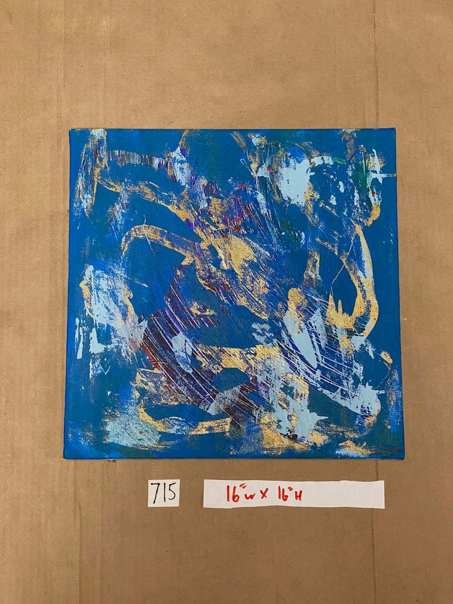 Blue Gold Abstract 715 by Rumi Tsuda 