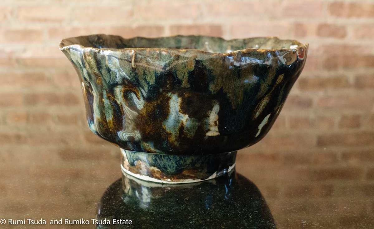 Orange Street with Takadi, Bowl, #17-127 by Rumiko "Rumi"  Tsuda Estate, Image 1.