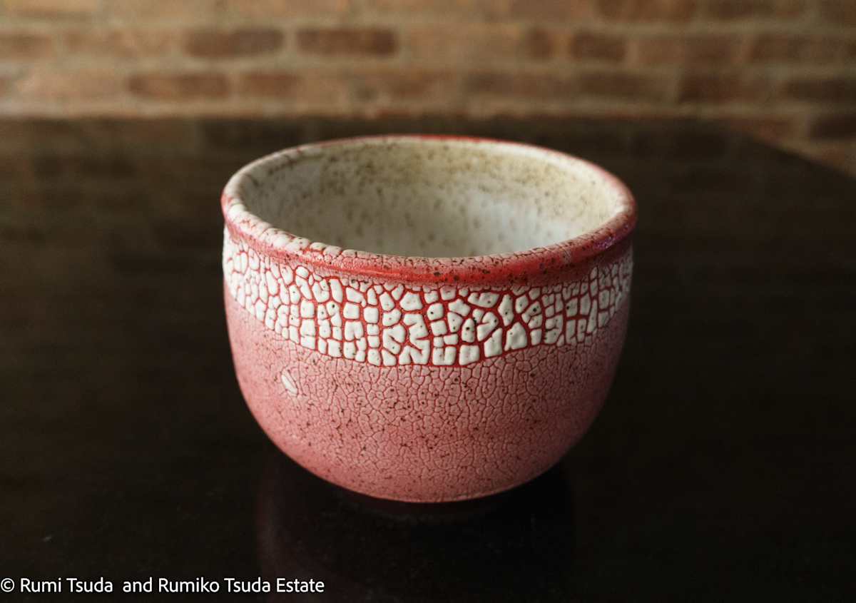 Red Crawl Tea Cup by Rumiko "Rumi"  Tsuda Estate, Image 1.