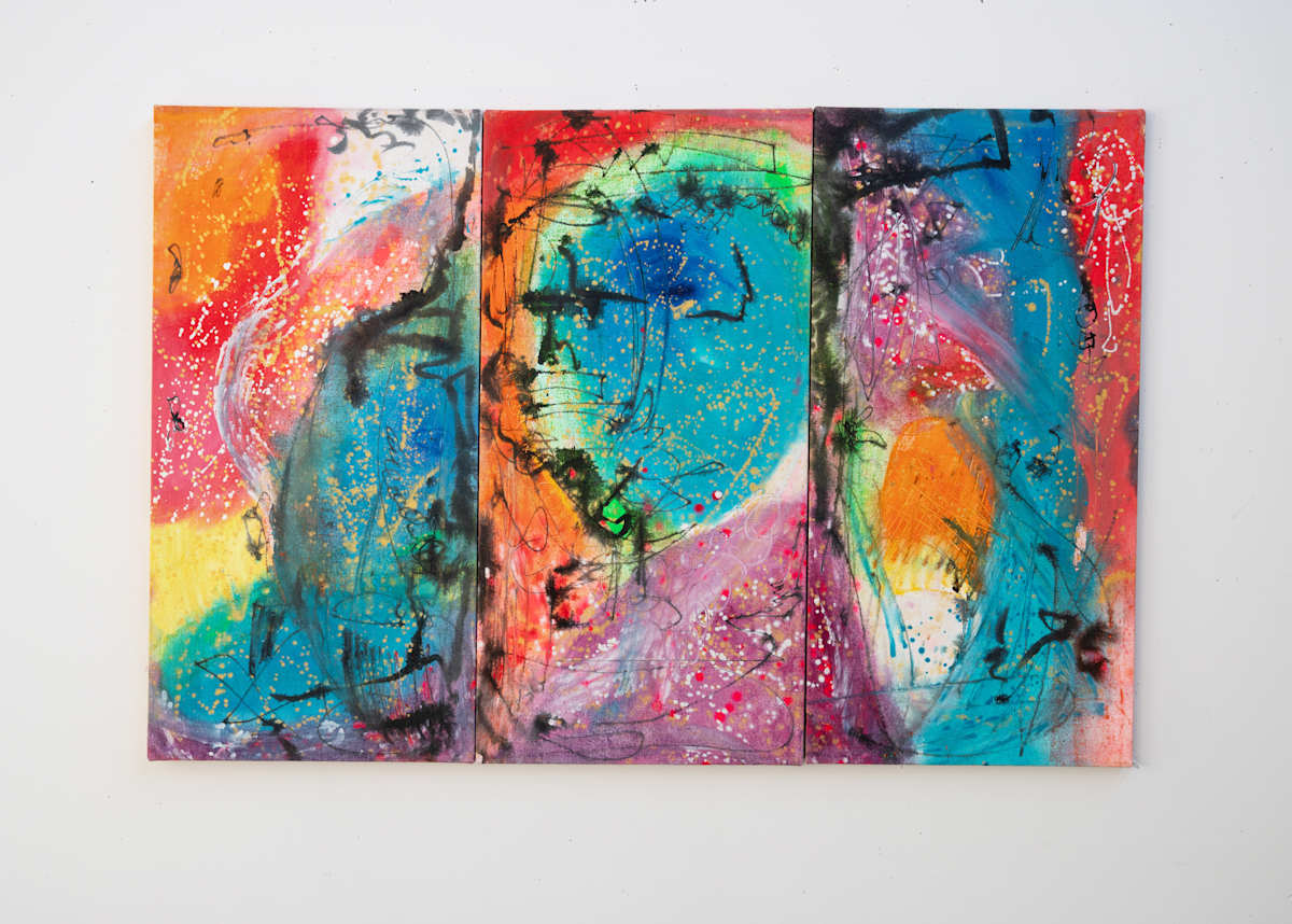 Fireworks Abstraction Triptych by Rumiko "Rumi"  Tsuda Estate, Image 1.