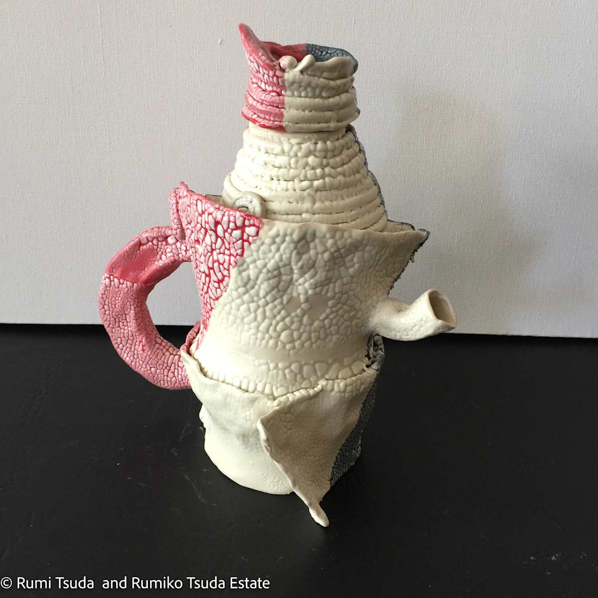 3 Colour Tea Pot, #17-107 by Rumiko "Rumi"  Tsuda Estate, Image 1.