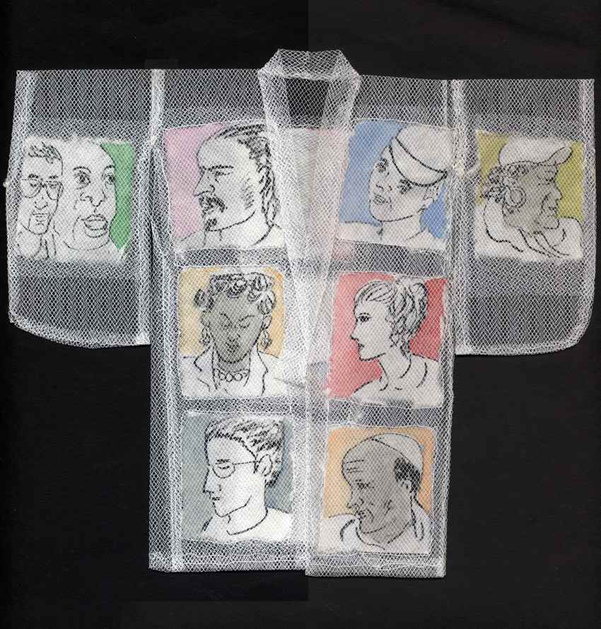 "Kimini" Miniature Kimono with Portrait Sketches by Rumiko "Rumi"  Tsuda Estate, Image 1.