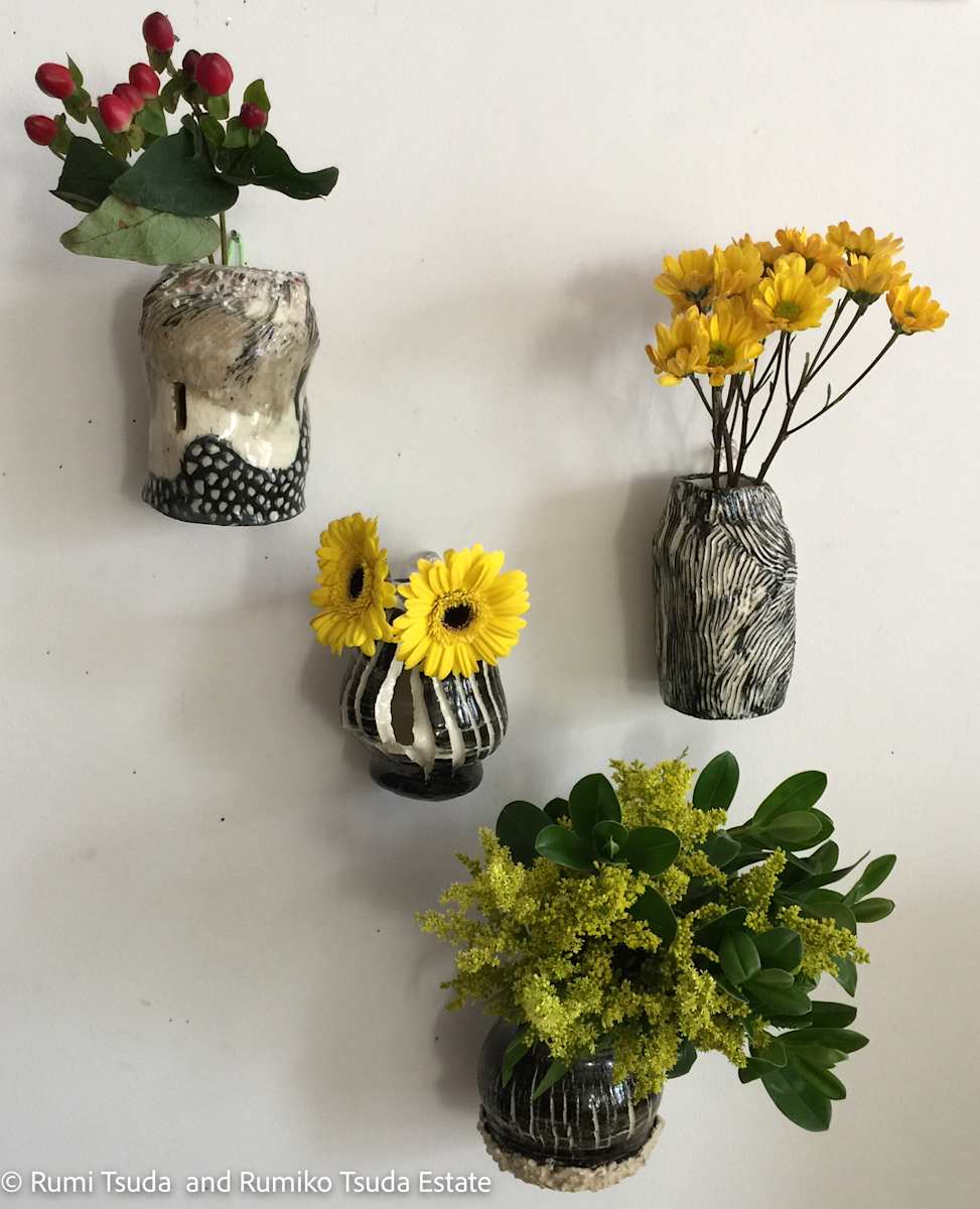 Hanging Vase, Black Wave, #17-36 by Rumi Tsuda 