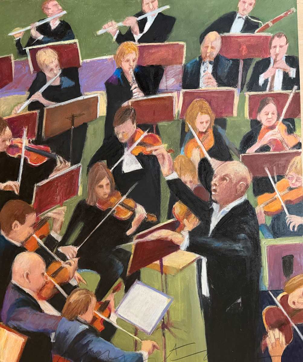 Conducting orchestra in green by Jeanne Goodman, Image 1.
