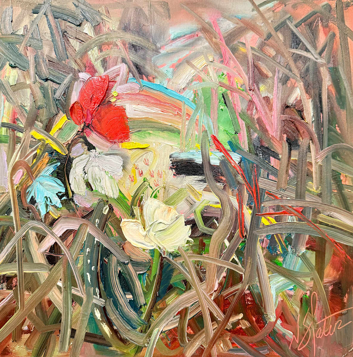Tropical Landscape by Nicole Slater  Image: Art is a beautiful journey, a natural flow where creativity dances with intuition, guiding us through the landscapes of our imagination and inviting us to embrace each moment as a brushstroke on the canvas of life.