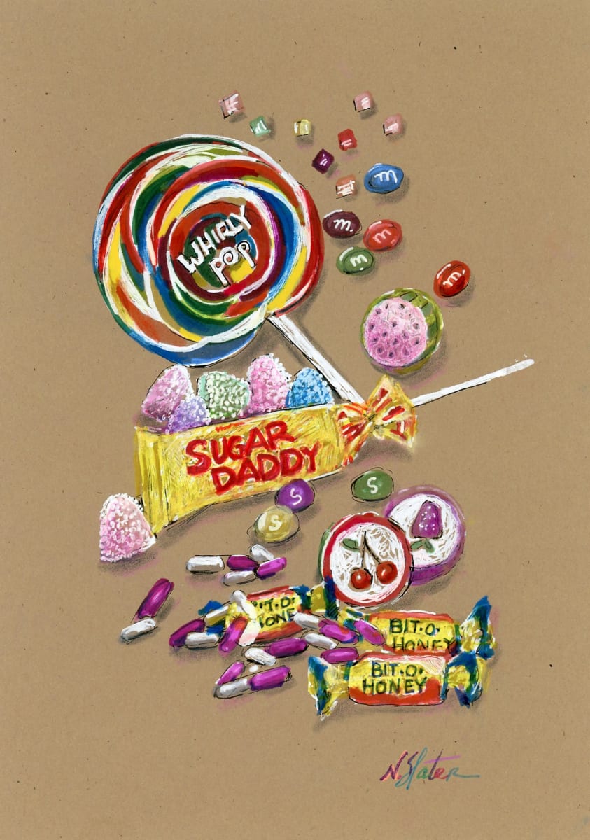 Sugar Daddy by Nicole Slater  Image: I'm sweet on creating candy art illustrations! Commission your favorite candy-scape still life art.