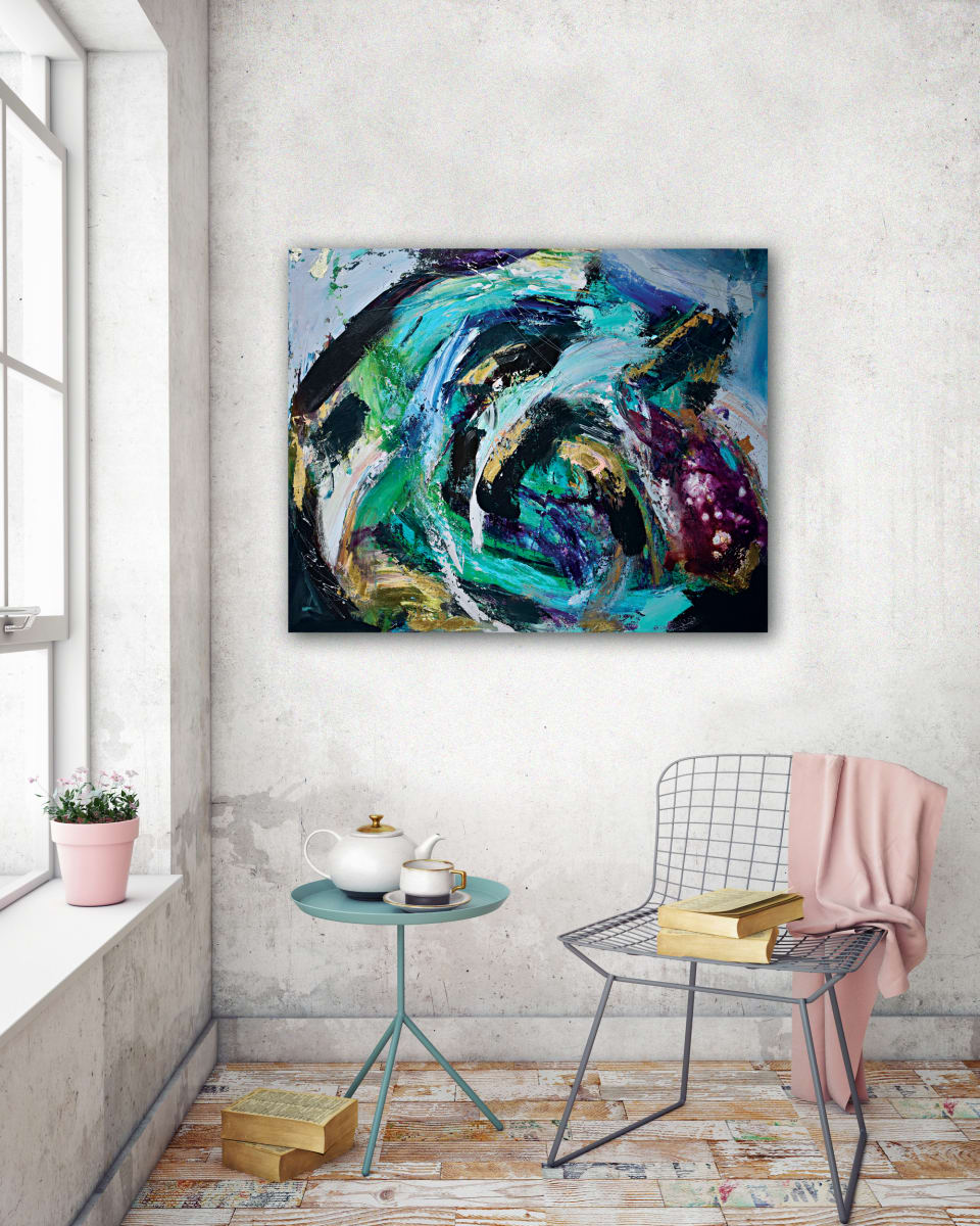 "Her Light Shines Through" by Dawn South  Image: Acrylic and ink on gallery wrapped canvas
24” x 30”