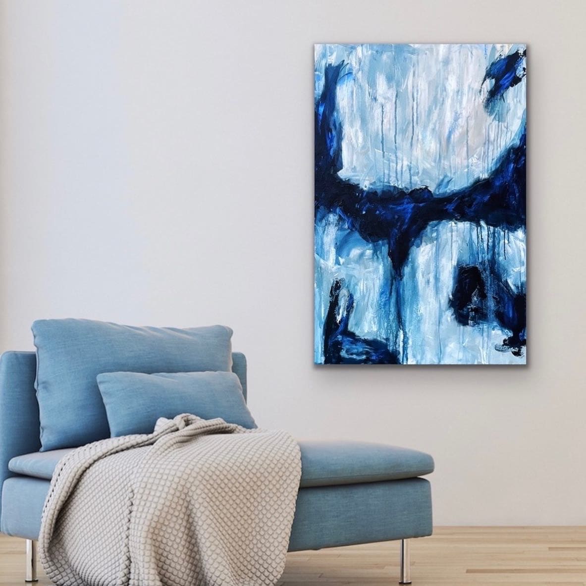 "Bluejean" by Dawn South  Image: “Bluejean”
24″ x 36″ acrylic on gallery wrapped canvas