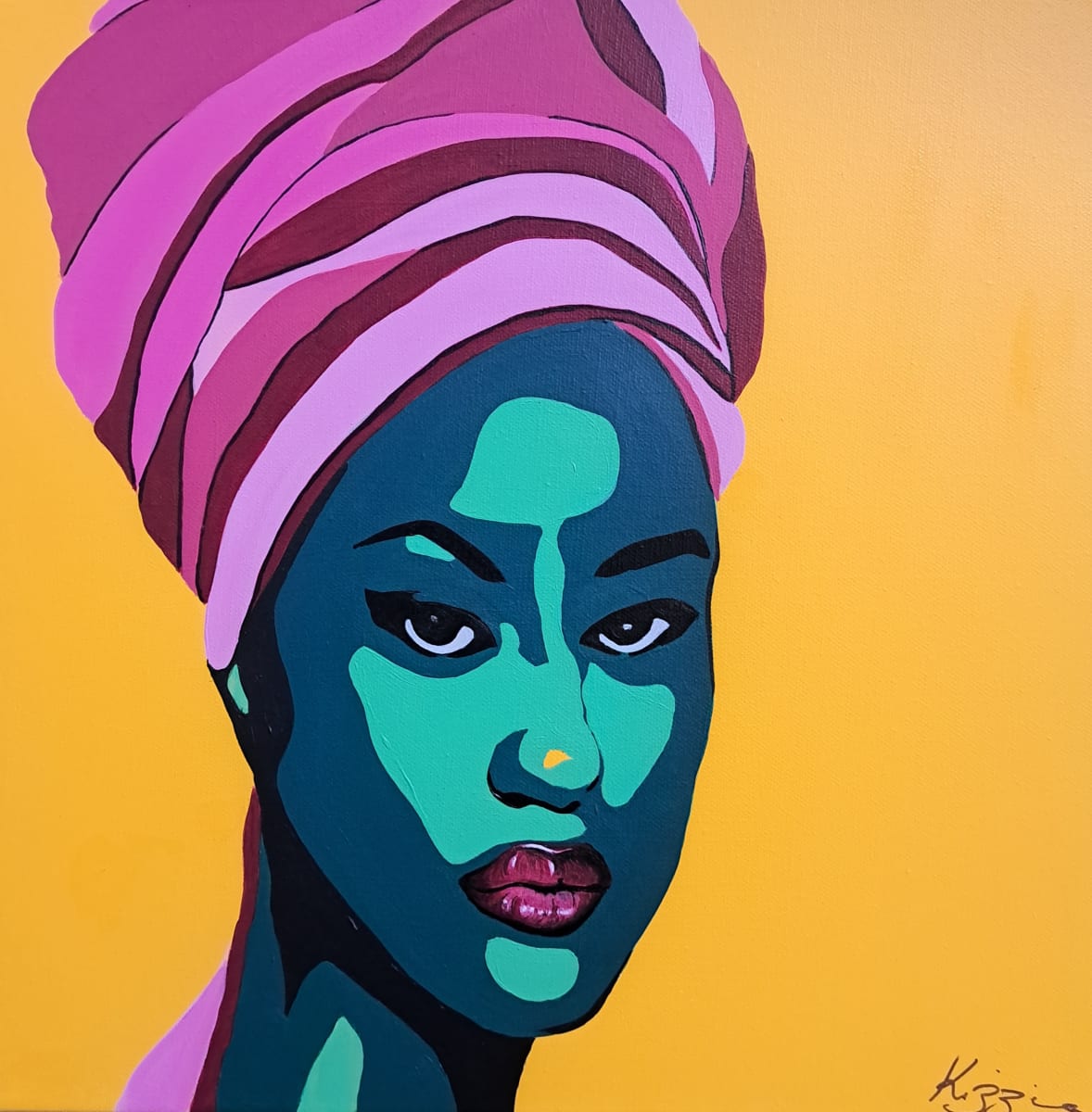 "The Girl In the pink Doek" ...(Original) by Kizzie  Image: Original painting in Acrylics on canvas