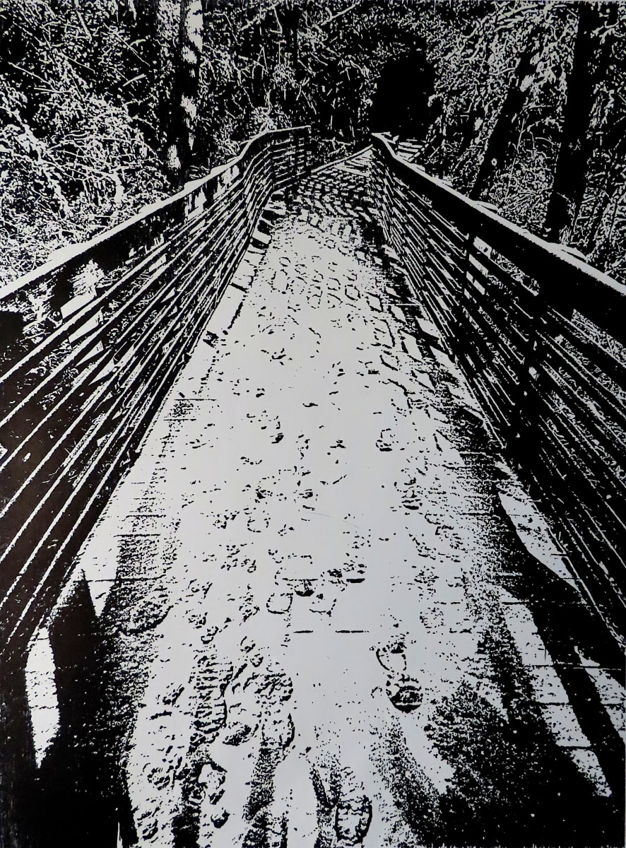Snowy Path by dennis gordon  Image: Fresh snow foot prints into a park