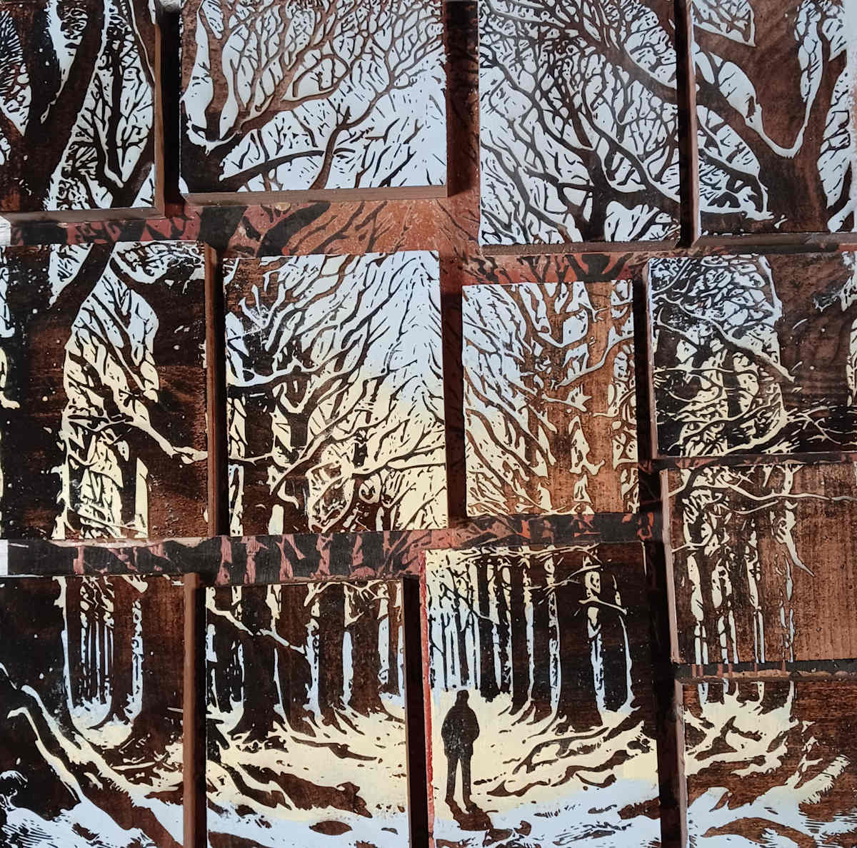 Winter Solace Wood Block Assemblage by dennis gordon 