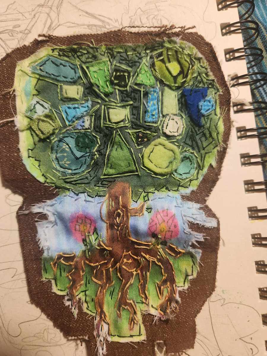 Tree Hand Sewn Patch by Kainan Mun Dye, Image 1.