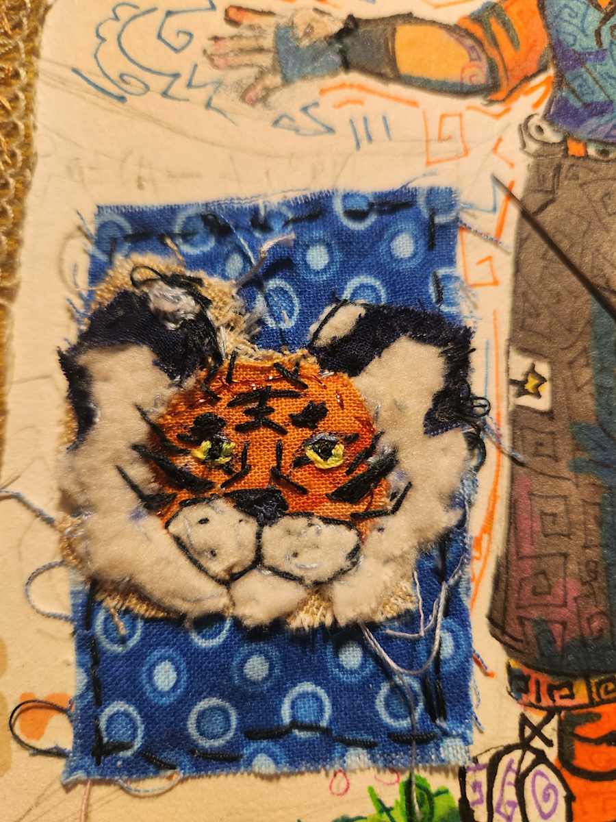 Tiger Face Hand Sewn Patch by Kainan Mun Dye, Image 1.
