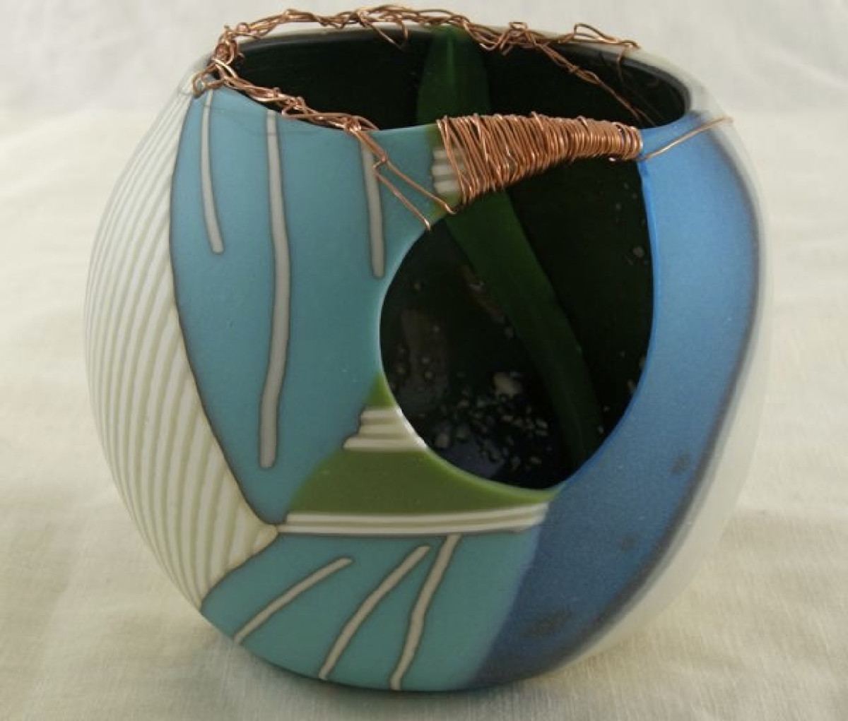 turquoise roll up with copper wire by LORI Schinelli 