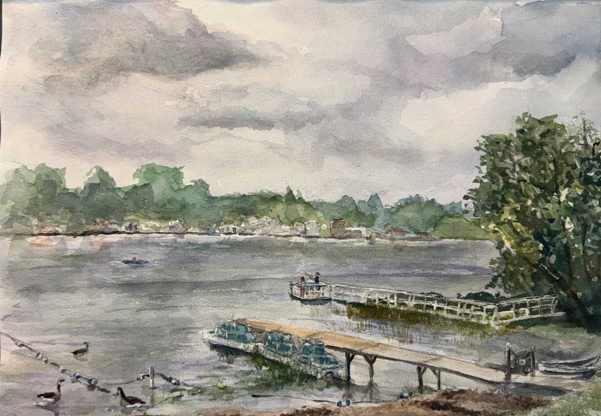 A Cloudy, Quiet Day (on Independence Lake, Michigan) by Cheryl Ann Boc-Chidester  Image: A Cloudy, Quiet Day