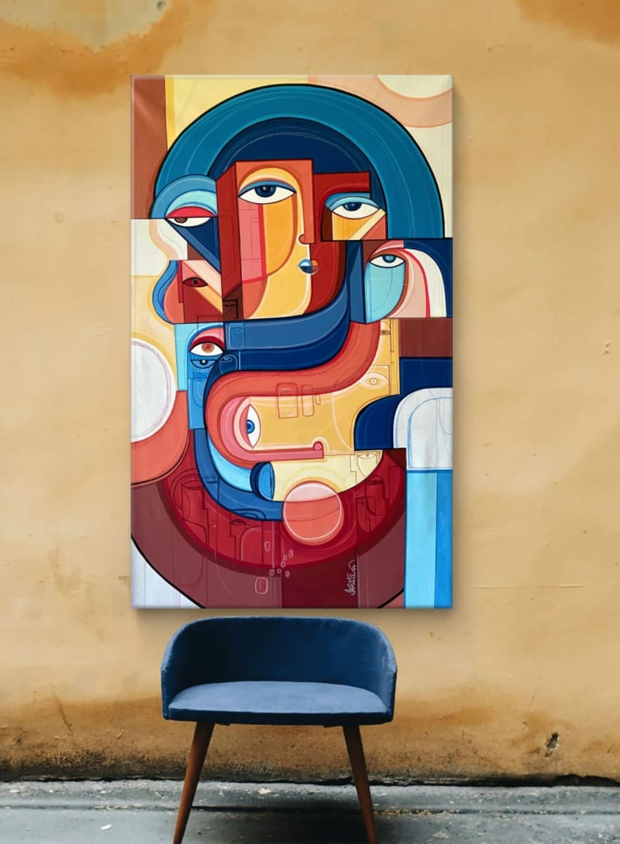 Alliance by Ishita Banerjee  Image: Alliance, Modern abstract, Cubist artwork by Ishita Banerjee, Soul Curry Art