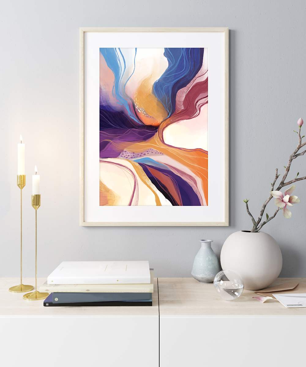Auroras by Ishita Banerjee  Image: Auroras, Nature Landscape, Mid-Century Modern, Abstract, Fine Art Print by Ishita Banerjee, Soul Curry Art