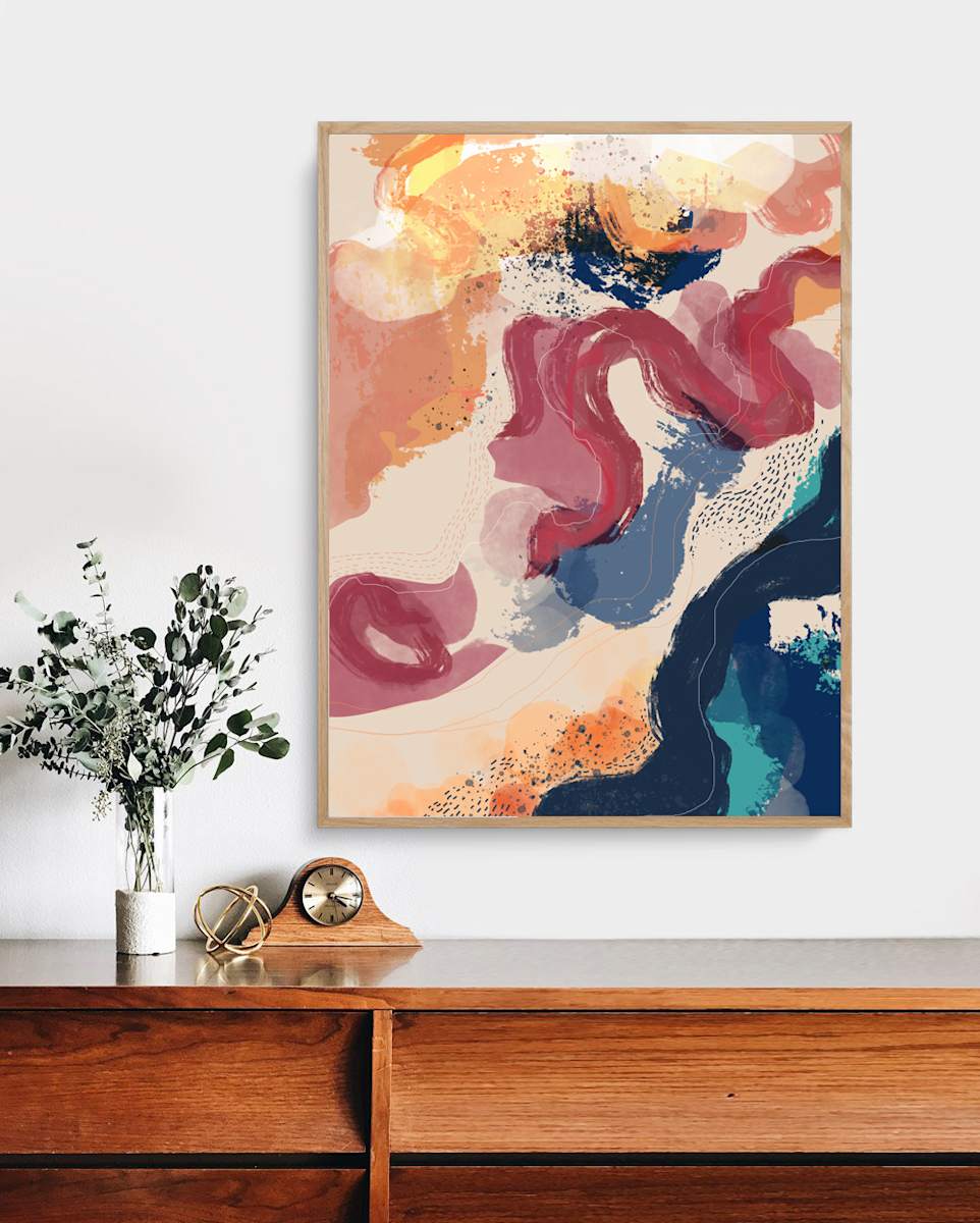 Canyons by Ishita Banerjee  Image: Canyons, Nature Landscape, Mid-Century Modern, Abstract, Fine Art Print by Ishita Banerjee, Soul Curry Art