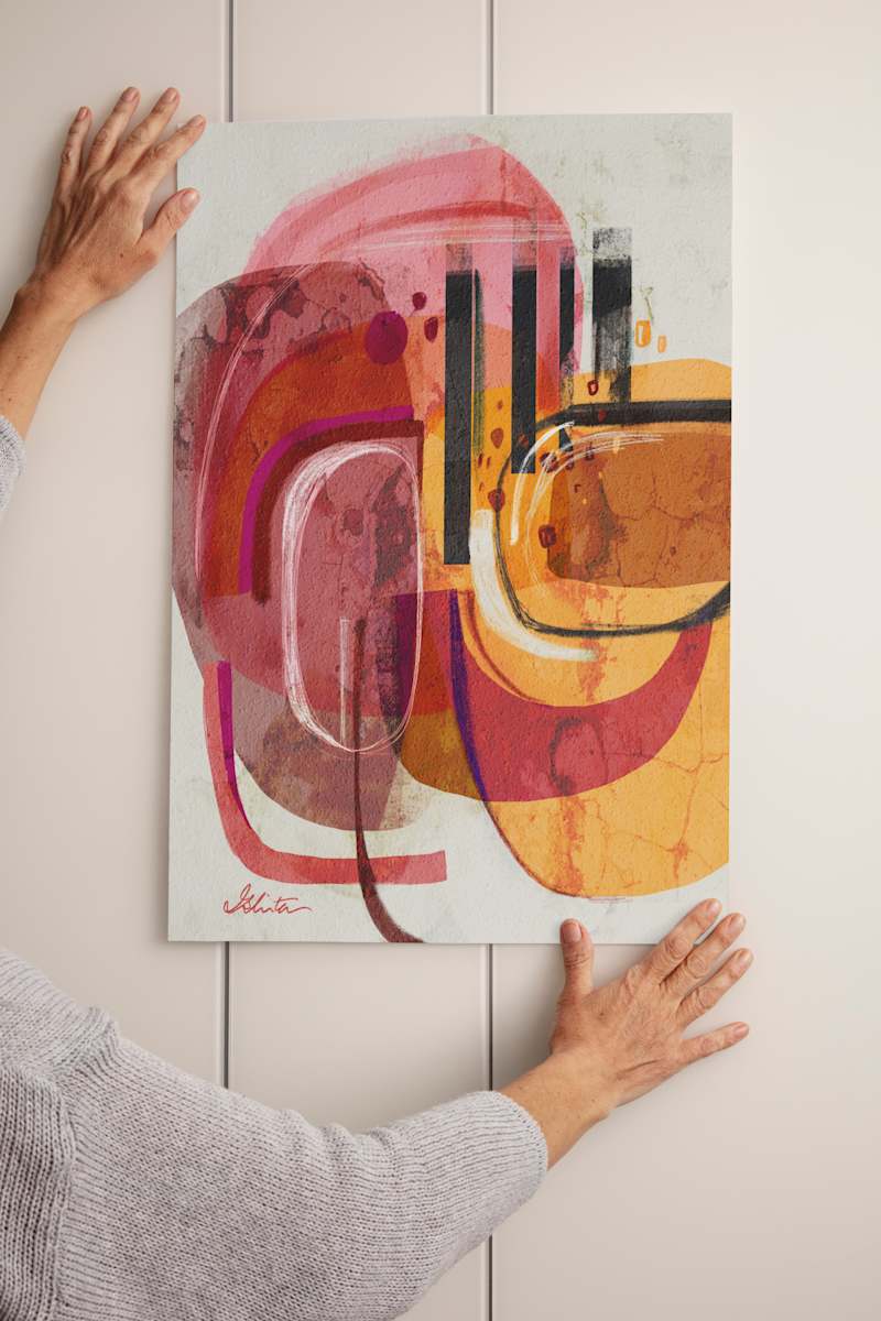 Collision by Ishita Banerjee  Image: Collision, Mid-Century modern, abstract nature landscape fine art print by Ishita Banerjee, Soul Curry Art