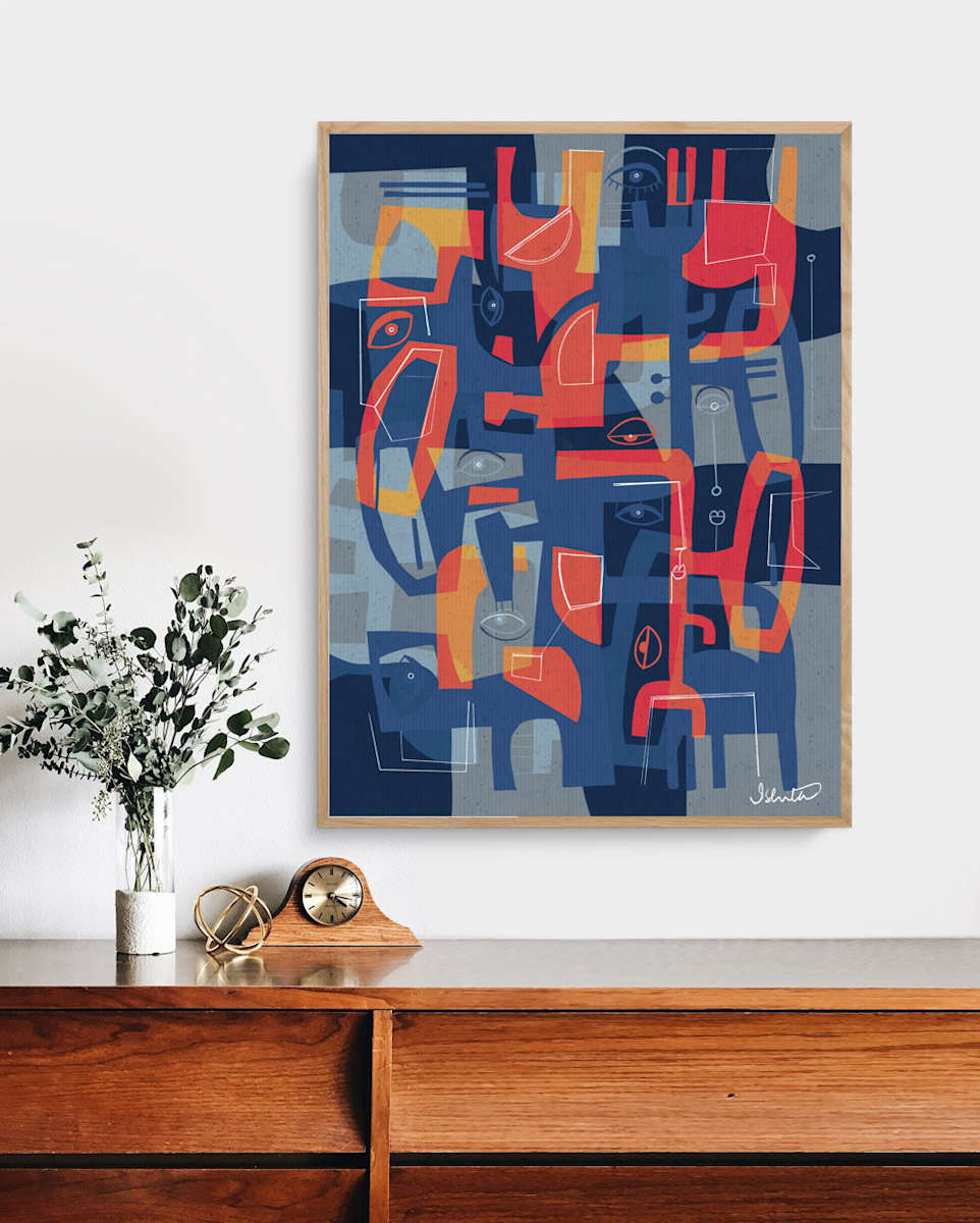 Deconstructed Existence by Ishita Banerjee  Image: Deconstructed Existence, Modern Cubist, Abstract artwork by Ishita Banerjee, Soul Curry Art, 2024