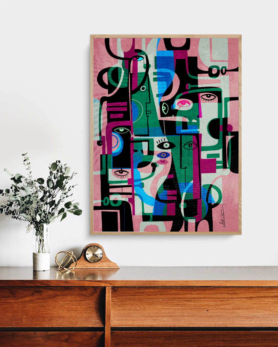 Emotional Existence by Ishita Banerjee  Image: Emotional Existence, Modern Cubist Fusion,  abstract artwork by Ishita Banerjee, Soul Curry Art 2024
