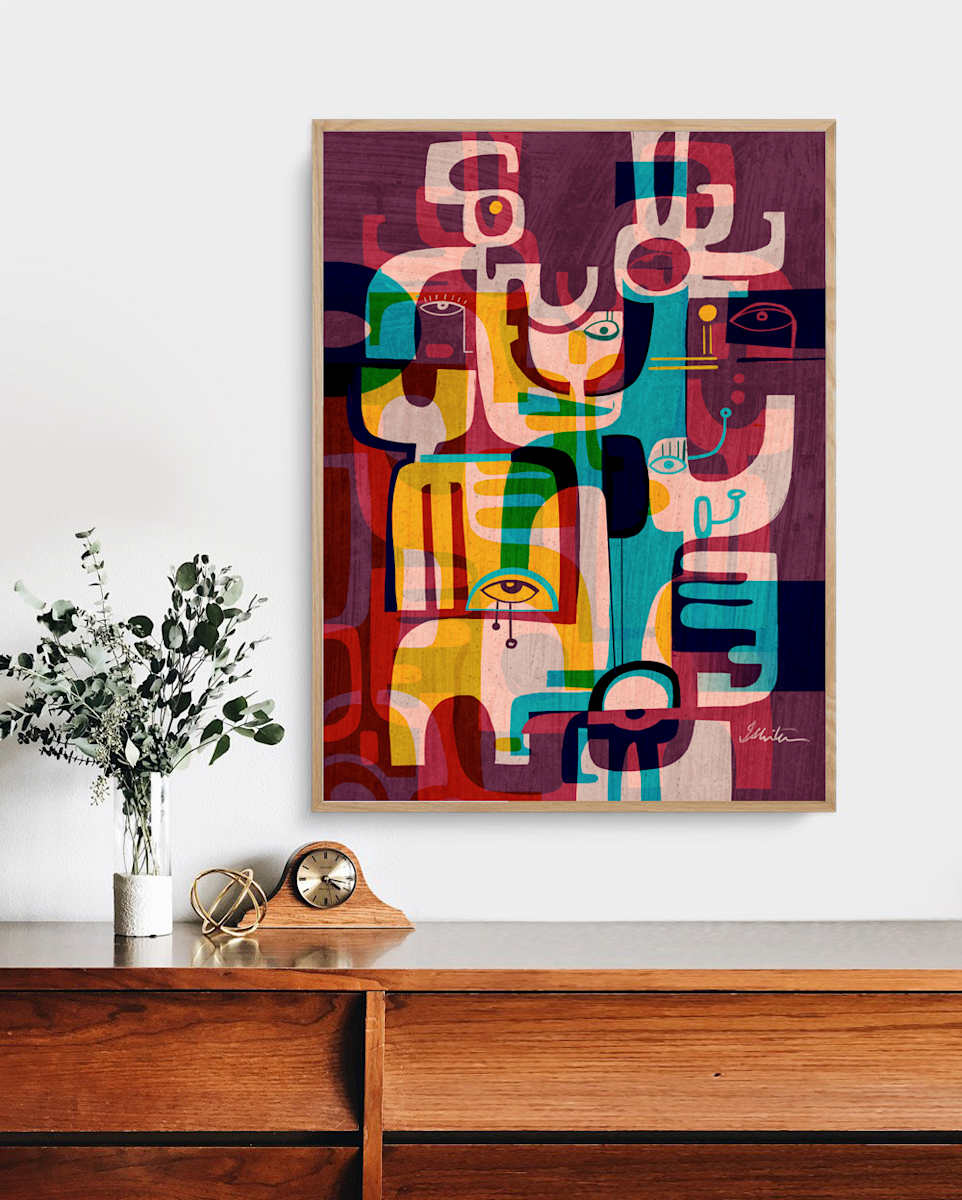Fierce Existence by Ishita Banerjee  Image: Fierce Existence, Modern Cubist, Bauhaus Fusion, Abstract artwork by Ishita Banerjee, Soul Curry Art, 2024