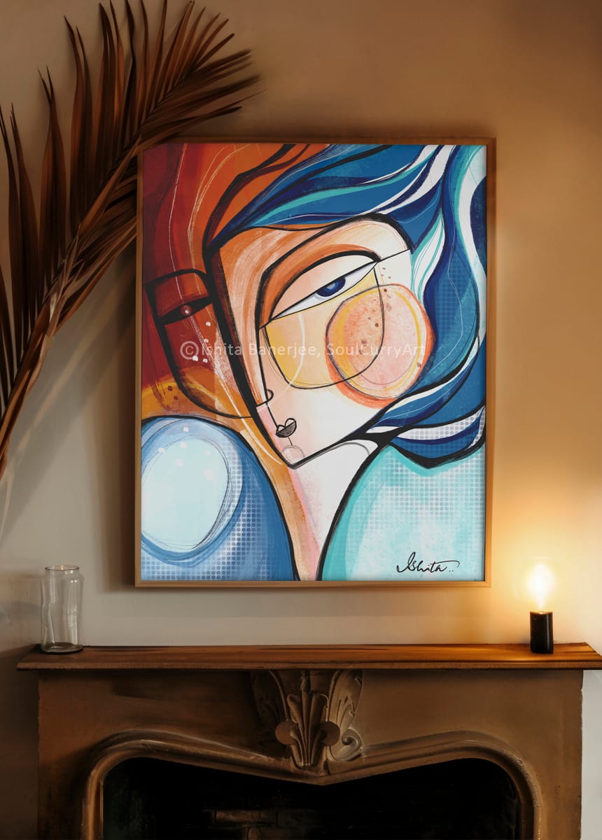 FireStone by Ishita Banerjee  Image: Firestone, Cubist abstract, fine art print by Ishita Banerjee, Soul Curry Art