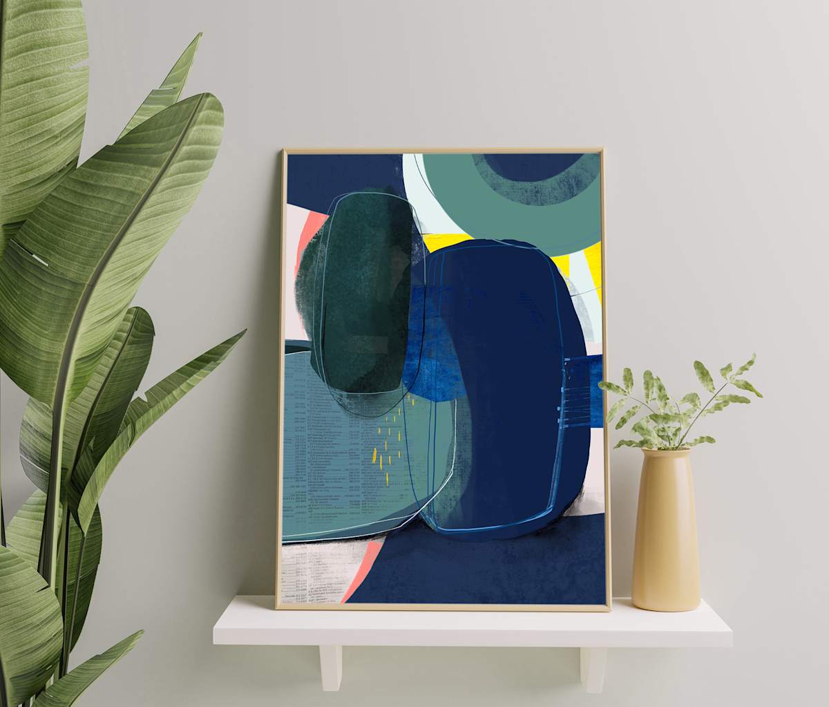 Green Fields- Hills by Ishita Banerjee  Image: Green Field Hills, Nature Landscape, Mid-Century Modern, Abstract, Fine Art Print by Ishita Banerjee, Soul Curry Art