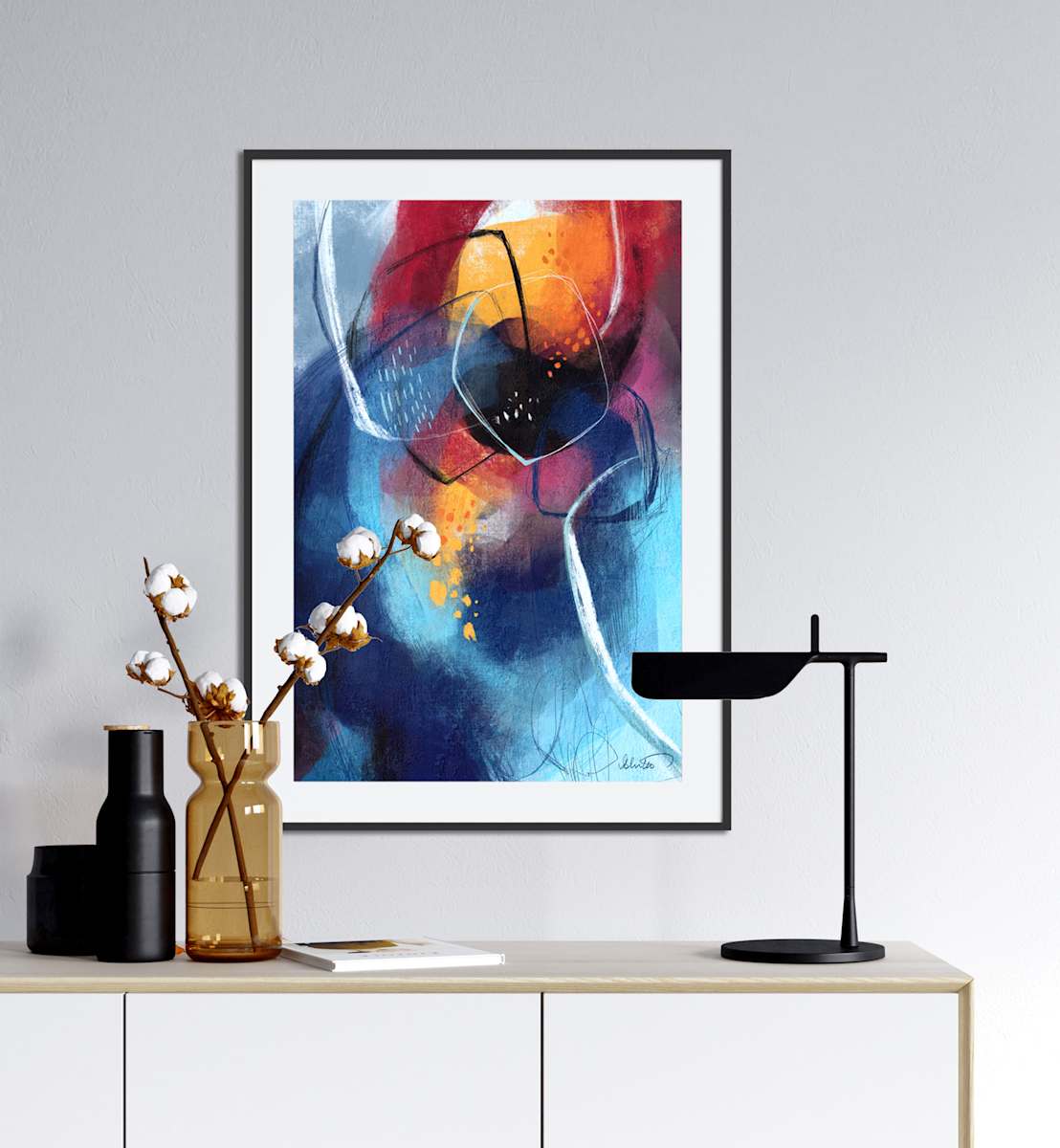 Glimmers Of Vibrancy by Ishita Banerjee  Image: Glimmers of Vibrancy, Nature Landscape, Mid-Century Modern, Abstract, Fine Art Print by Ishita Banerjee, Soul Curry Art