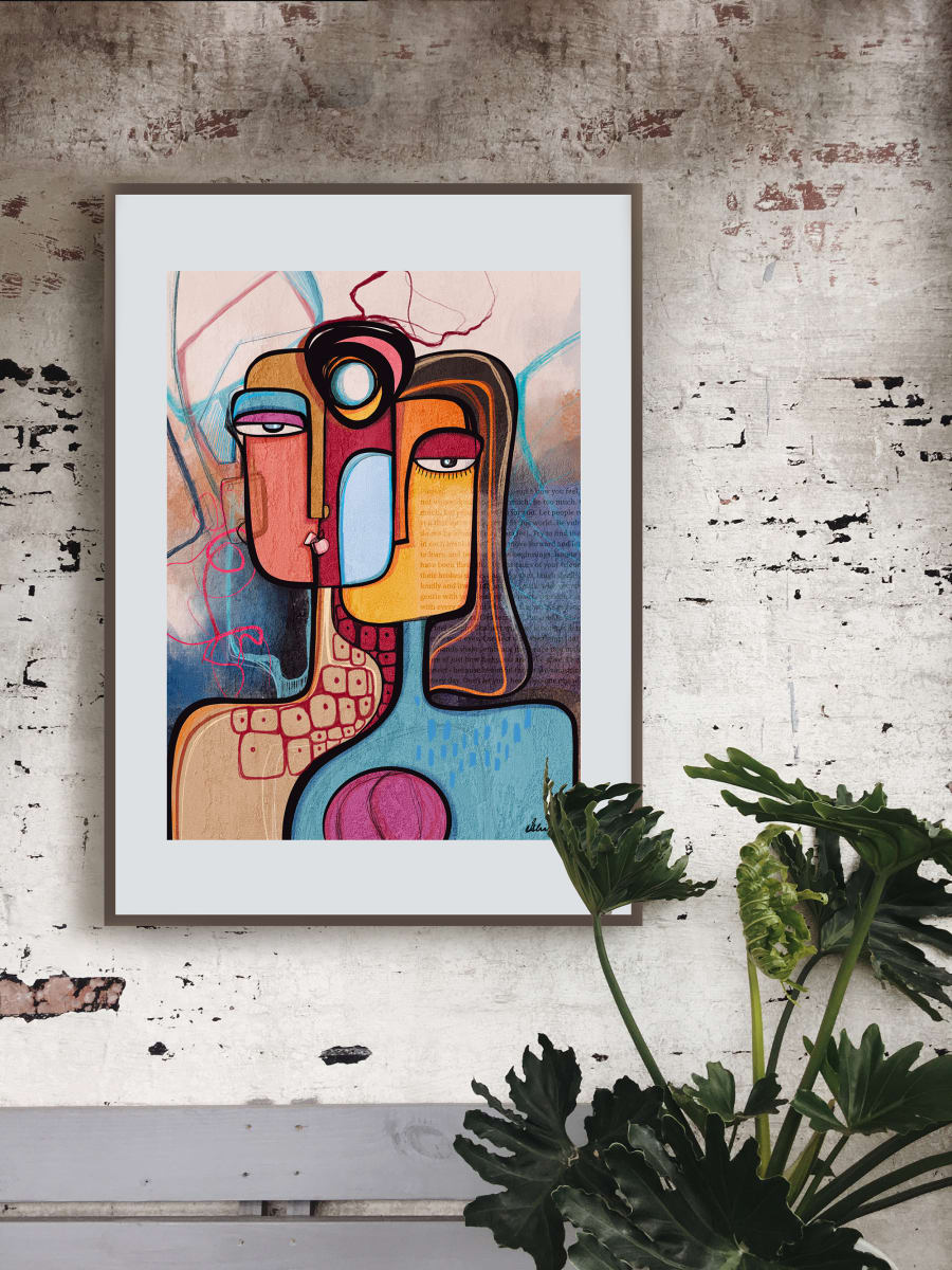 In Between Stories by Ishita Banerjee  Image: In Between Stories, Modern Cubist, Fine Art Print by Ishita Banerjee, Soul Curry Art