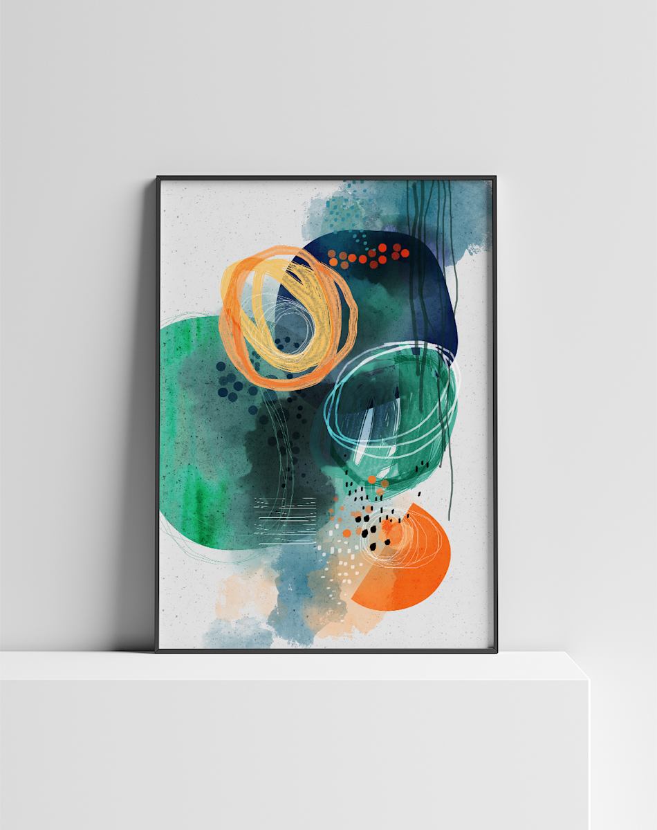 Luna by Ishita Banerjee  Image: Luna, Nature Landscape, Mid-Century Modern, Abstract, Fine Art Print by Ishita Banerjee, Soul Curry Art