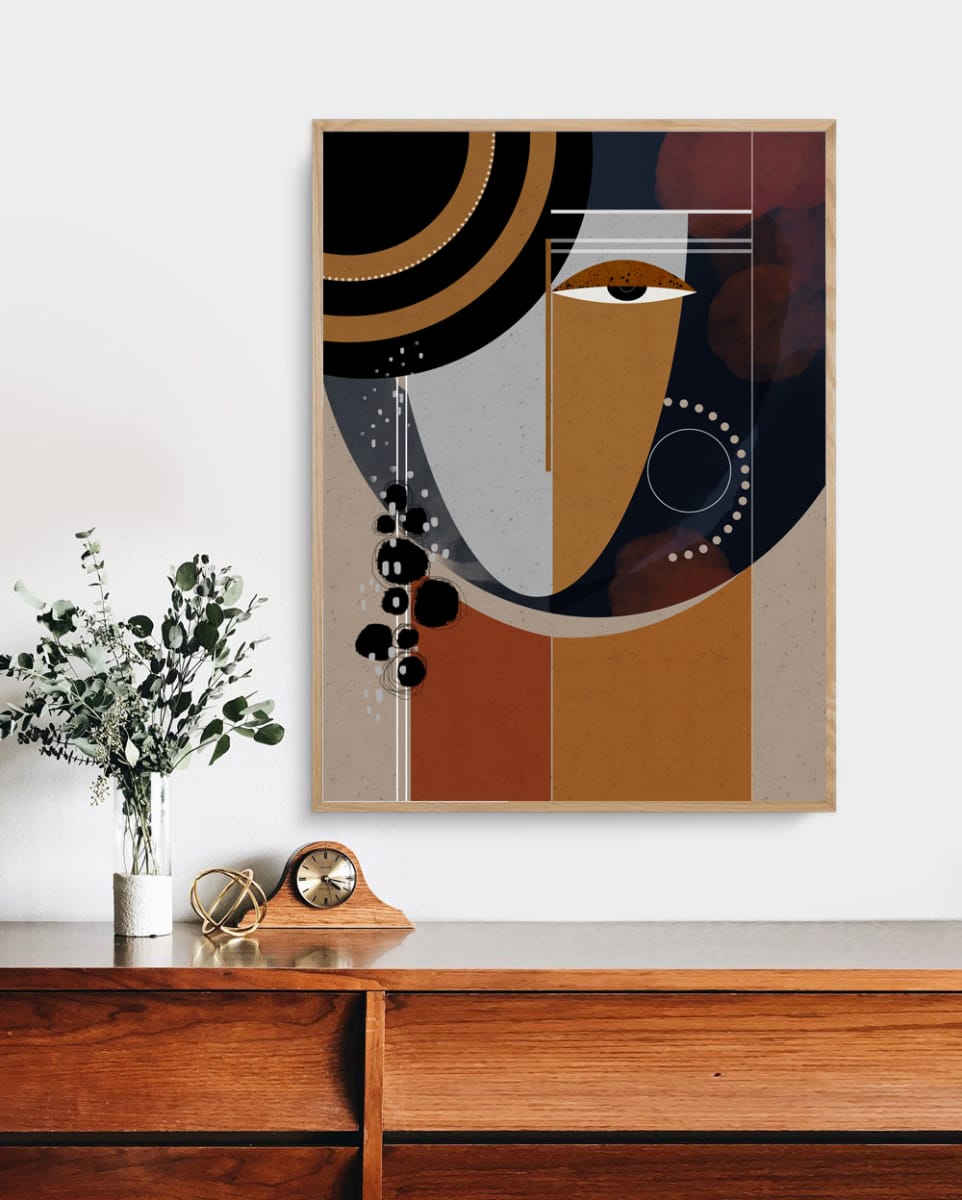 Moonbeam by Ishita Banerjee  Image: Moonbeam, Modern Cubist, Abstract Faces, Fine Art Print by Ishita Banerjee, Soul Curry Art